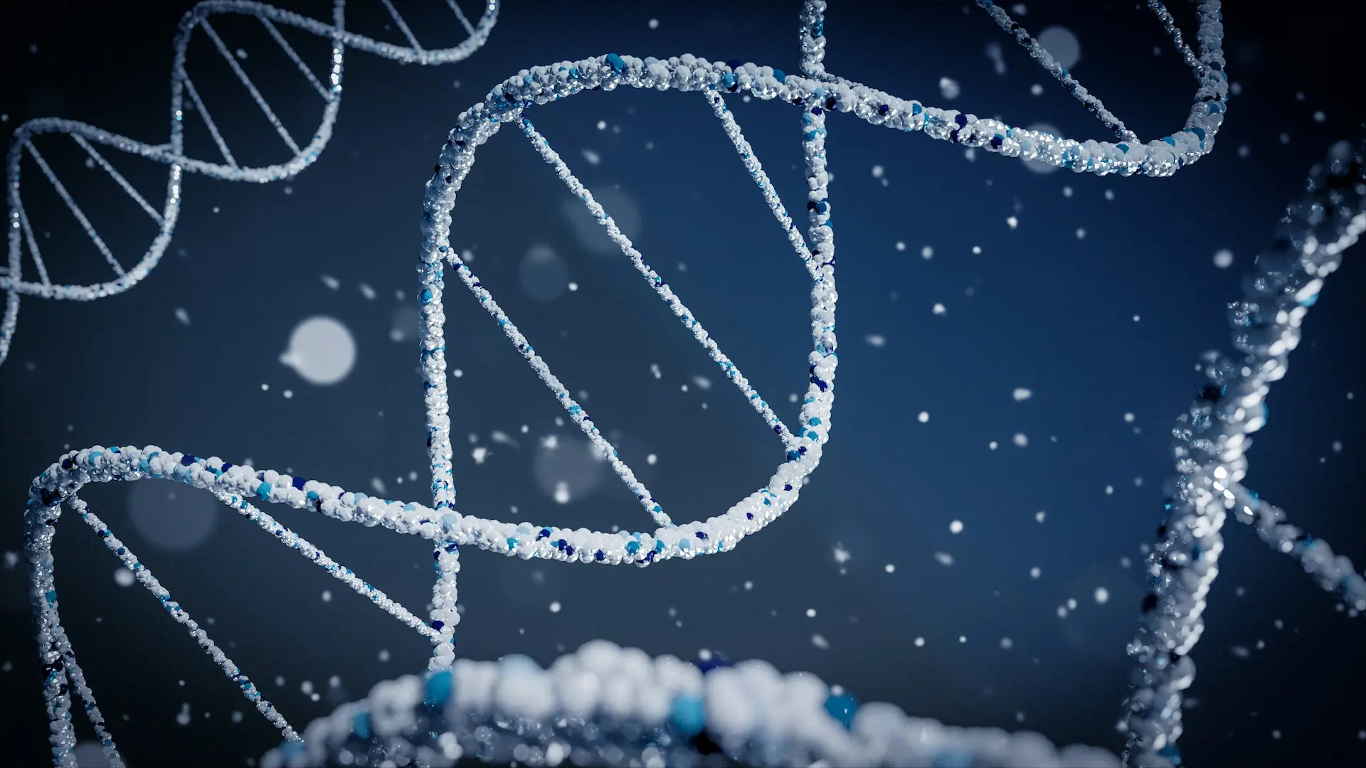 DNA against a dark blue background.